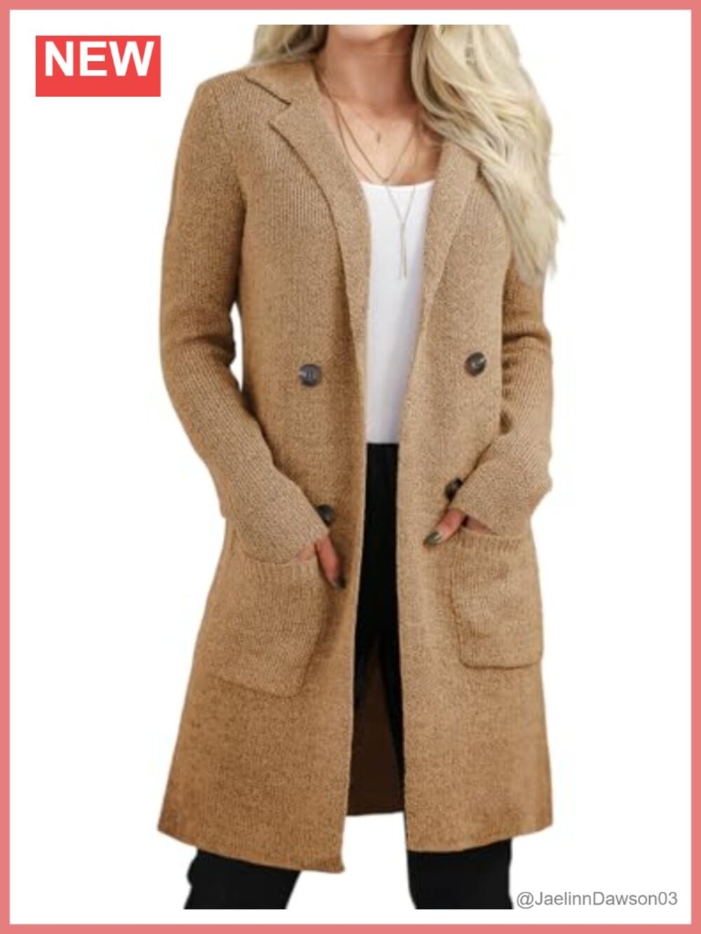 Open Front Long Cardigan Sweater Knit Coatigan with Pockets